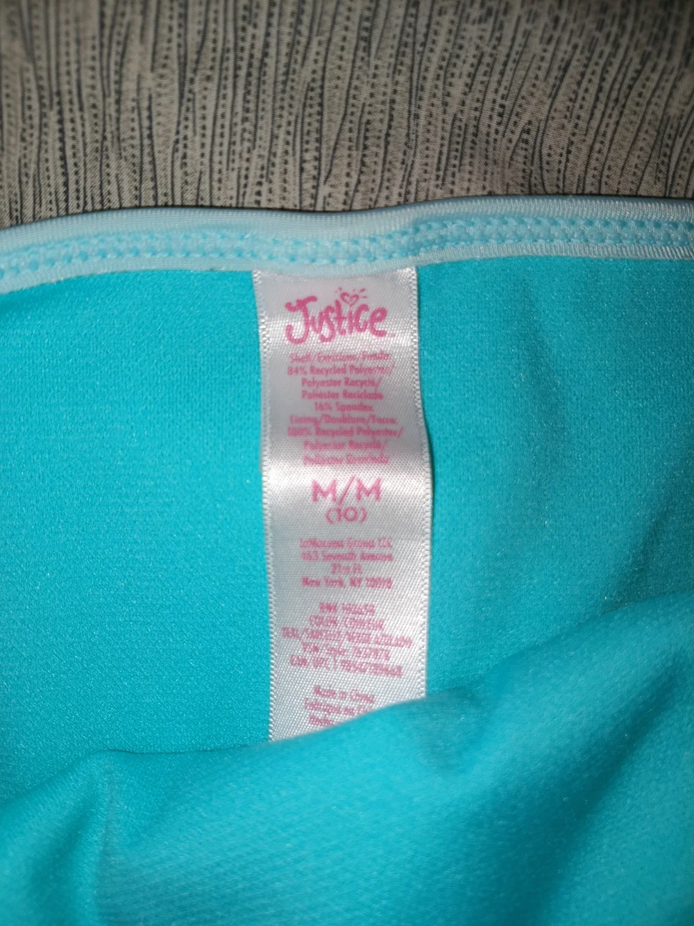 Justice Turquoise Swim Top with Contrast Trim